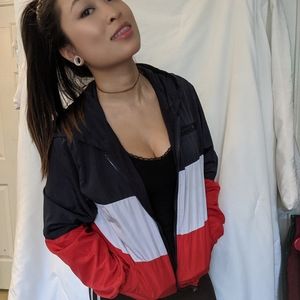 Red White Blue double layered wind breaker